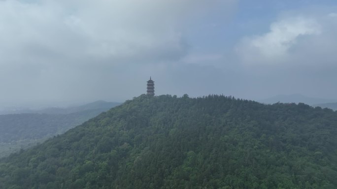 航拍襄阳古隆中风景区隆中山腾龙阁景点风光