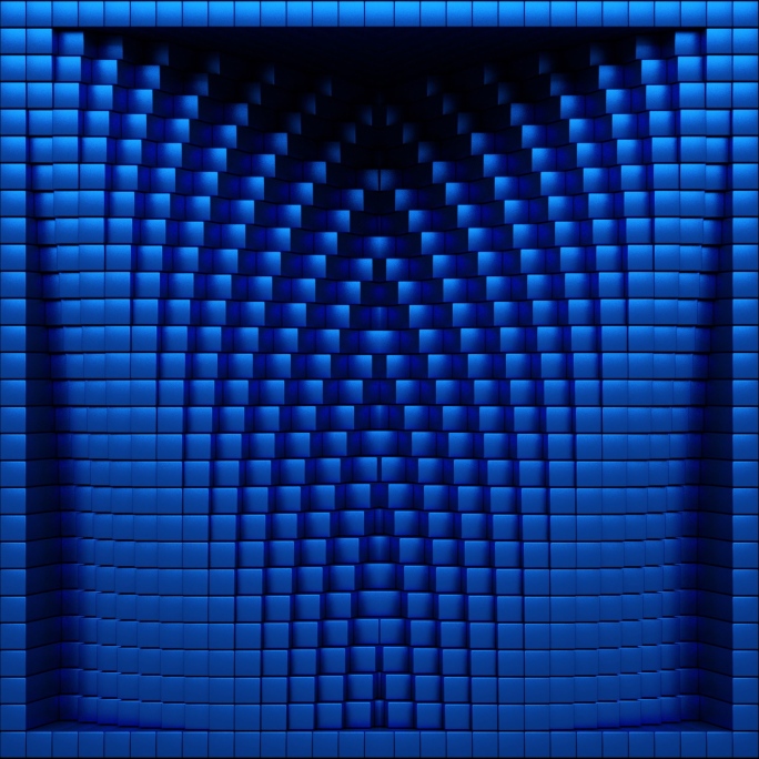 【裸眼3D】宝石蓝色立体变化方块艺术空间