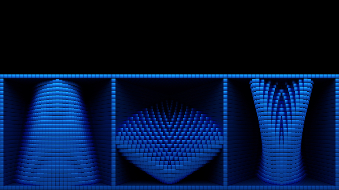 【裸眼3D】宝石蓝色立体变化方块艺术空间