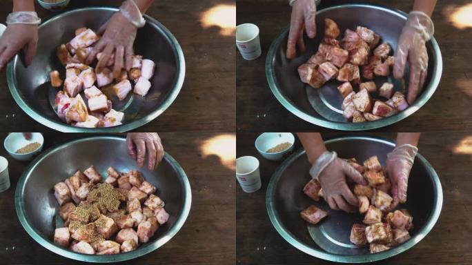 4kl1蕉园村 裹蒸粽 食材腌制升格拍摄