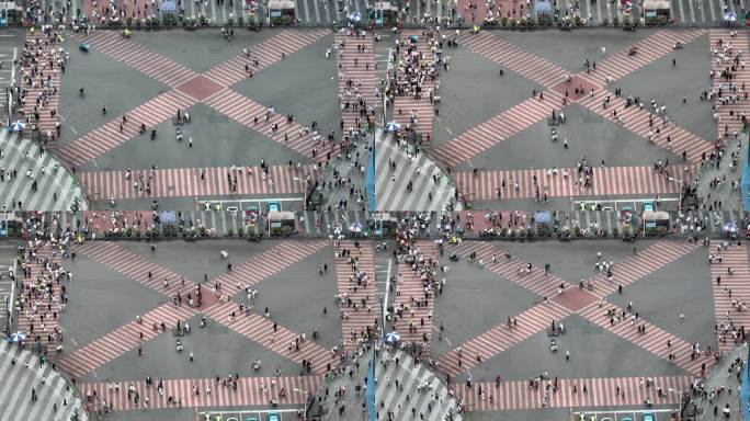 长沙黄兴步行街十字路口航拍