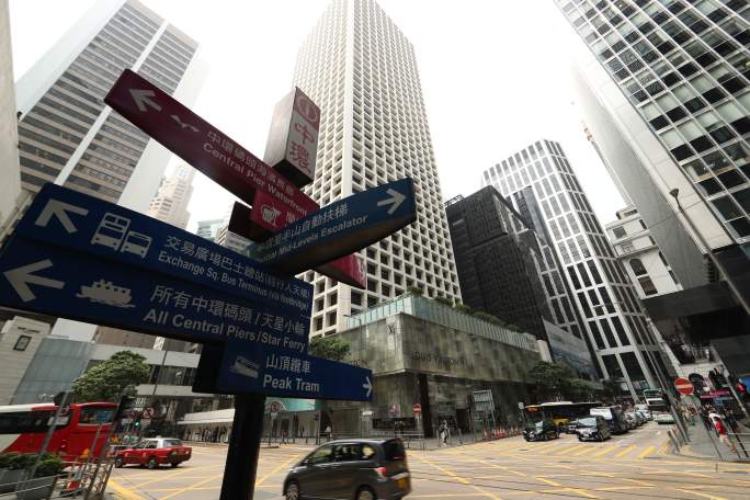 香港中环路标牌间格拍摄