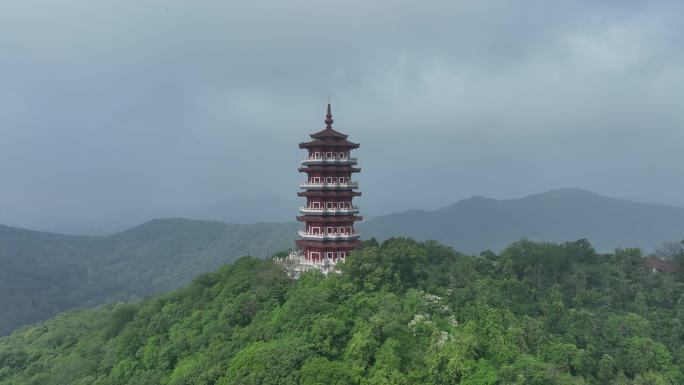 航拍襄阳古隆中风景区隆中山腾龙阁景点风光