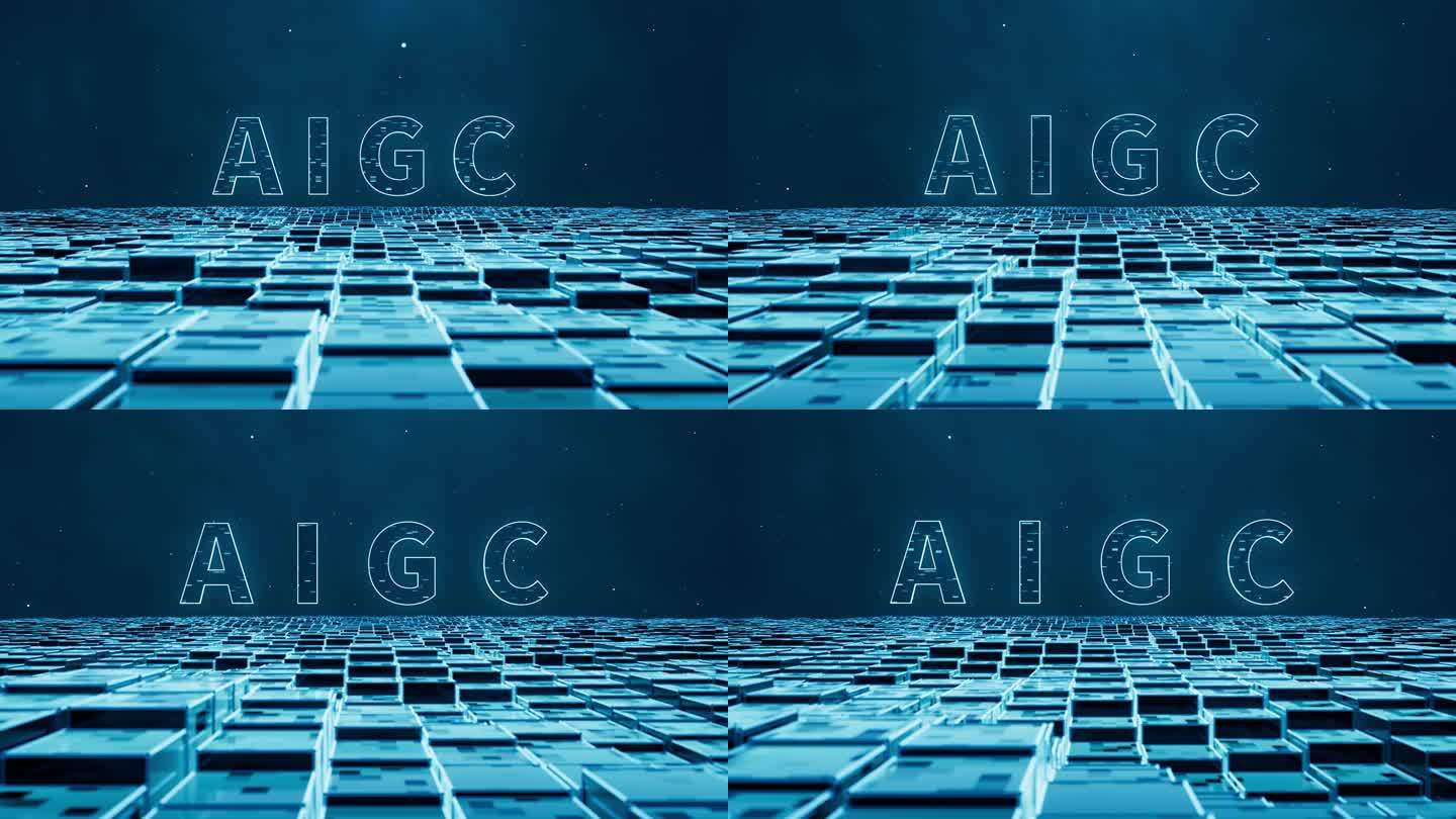 AI概念与科技感网格背景3D
