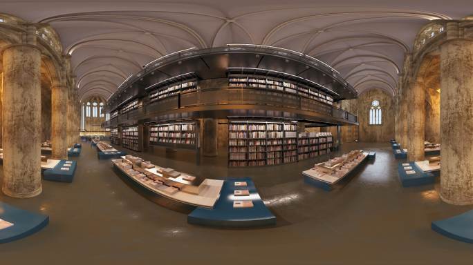 VR古堡书店360度全景4K