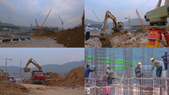 塔吊 工地建设 钢筋建筑