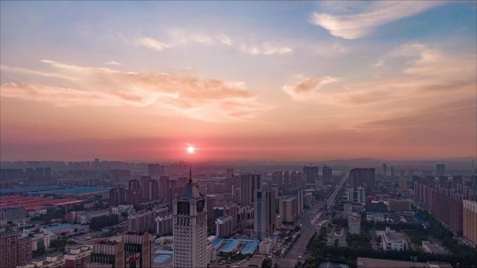 长春东南湖大路建筑群日出延时