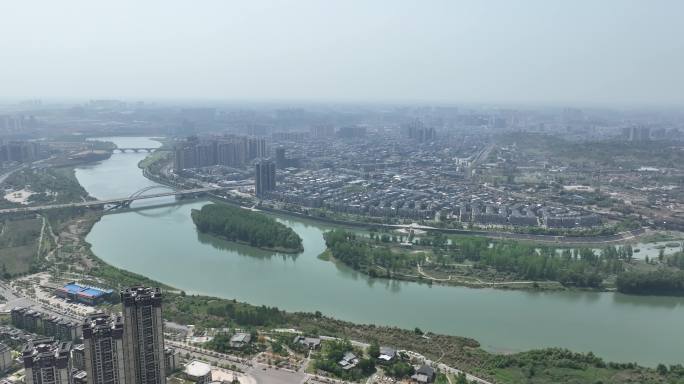 资阳市沱江航拍迎宾大桥城市风光风景