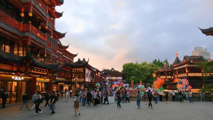 上海城隍庙夜景延时视频