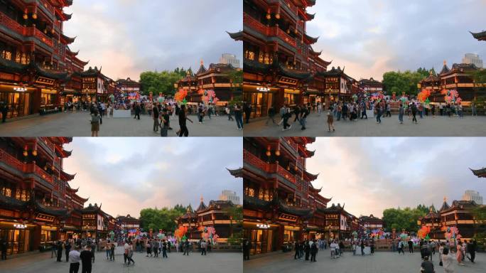 上海城隍庙夜景延时视频