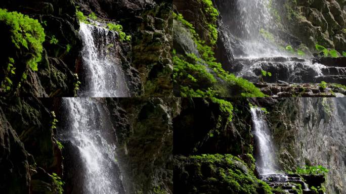 山水瀑布水帘洞岩石水花