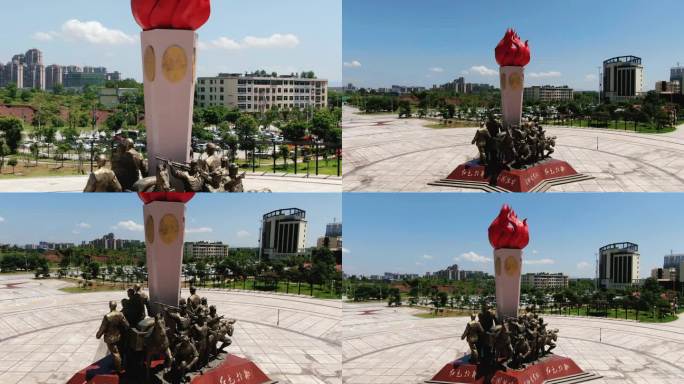 合集江西瑞金红军雕像地标建筑航拍