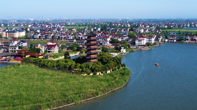 嘉兴莲泗荡风景区航拍