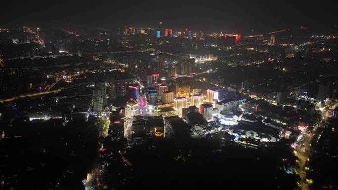 【4k】航拍海宁城区爱情海夜景车流延时