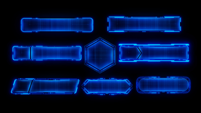 蓝色科技文字框边框科技按钮科技标签