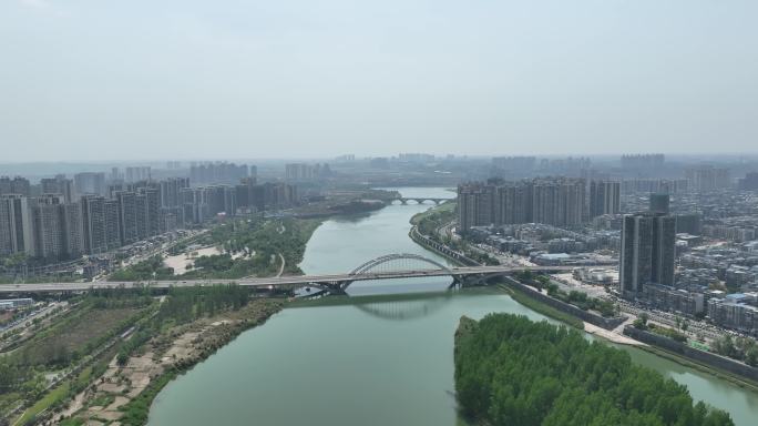 资阳市沱江航拍迎宾大桥城市风光风景