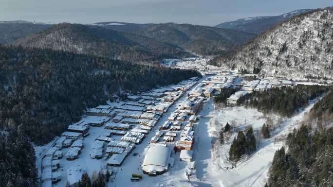 黑龙江雪乡冬季风光航拍