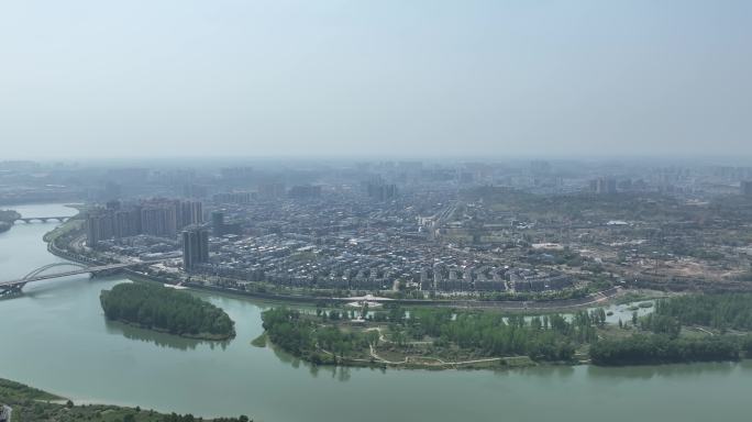 资阳市沱江航拍迎宾大桥城市风光风景