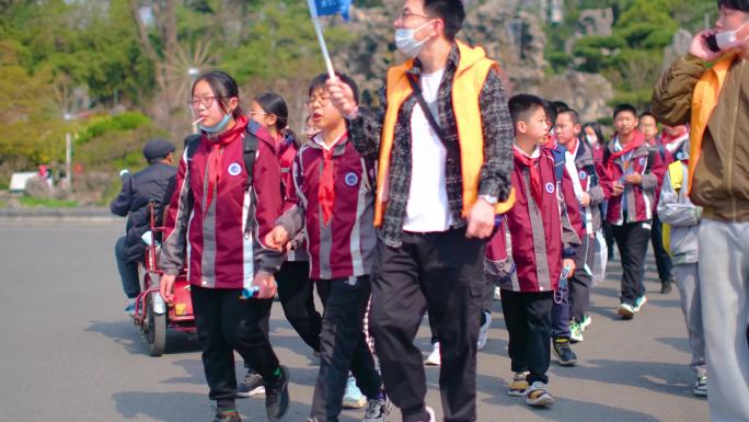 小学生秋游春游活动视频素材