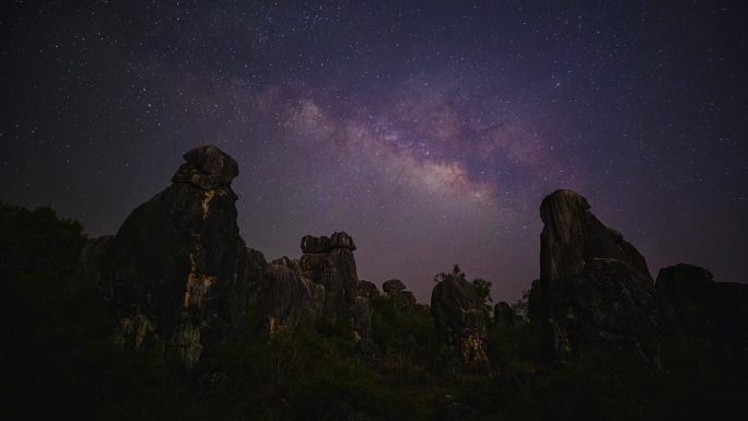 昆明市石林风景区高清星空延时