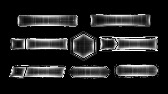 白色科技字幕文字框边框科技标签按钮