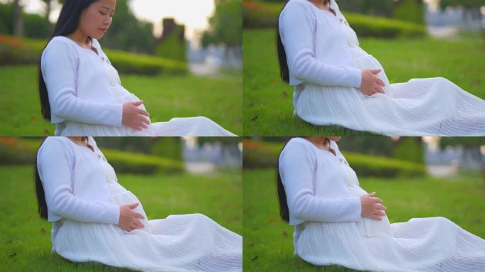 孕妇抚摸肚子视频