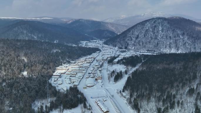 黑龙江雪乡冬季风光航拍