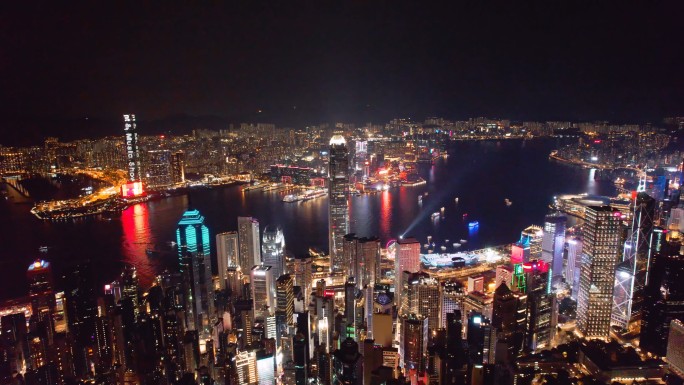 香港国际金融中心夜景航拍