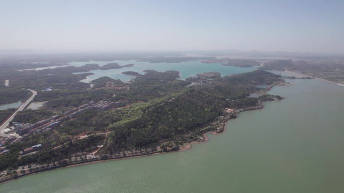 嘉鱼县三湖连江水库远景4K航拍