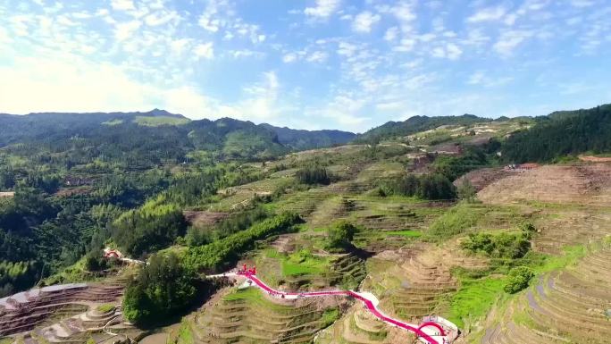 山村建筑 复古小镇 航拍山区