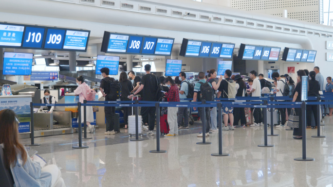 4K超长机场空境机场航站楼安检登机合集