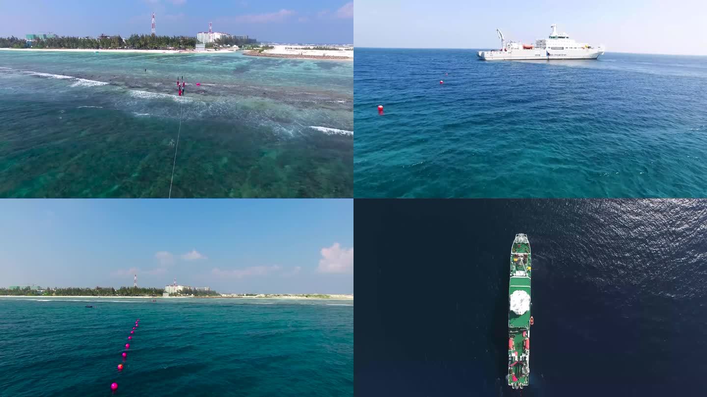 轮船航拍 海上风景 客轮游轮