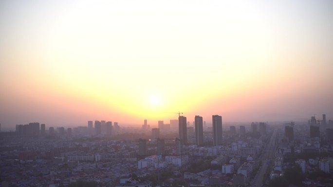 城市人文 寂静城市 清晨 早晨日出朝阳