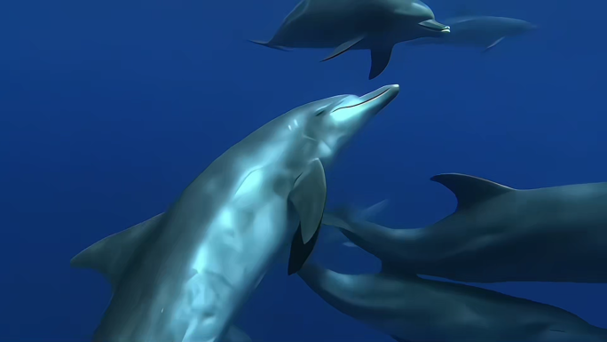 海洋生物海豚鱼群海龟海底世界