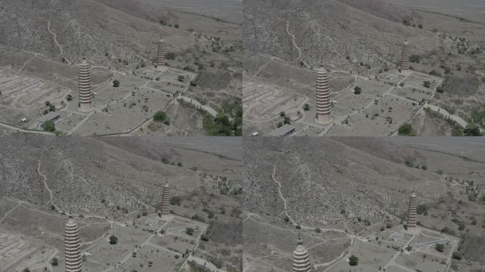 航拍 银川 拜尔寺双塔 古建筑 宗教