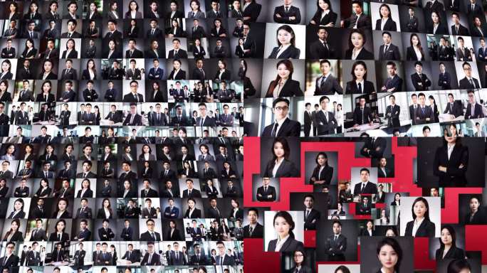 照片墙150张红色企业商务科技图文汇聚