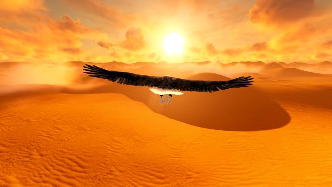 雄鹰在沙漠中翱翔