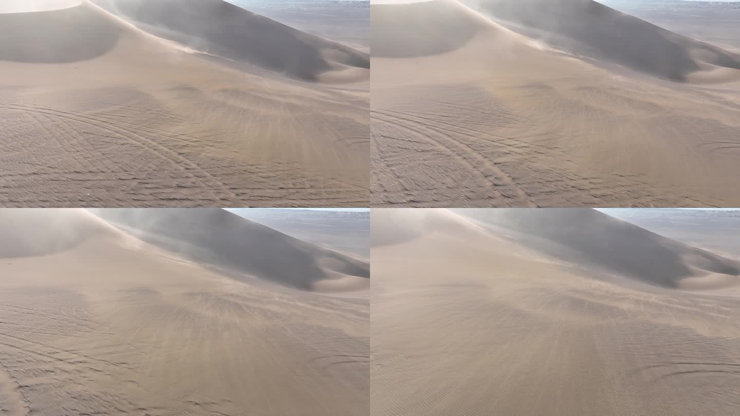 4k航拍沙漠流动风沙沙坡