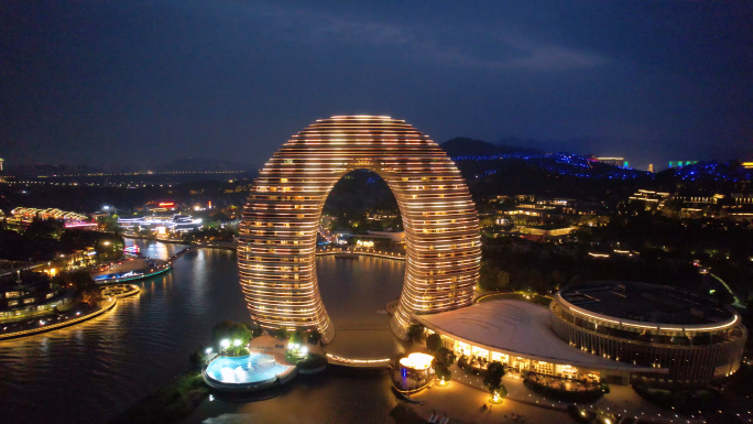 湖州南太湖新区月亮湾风景区夜景