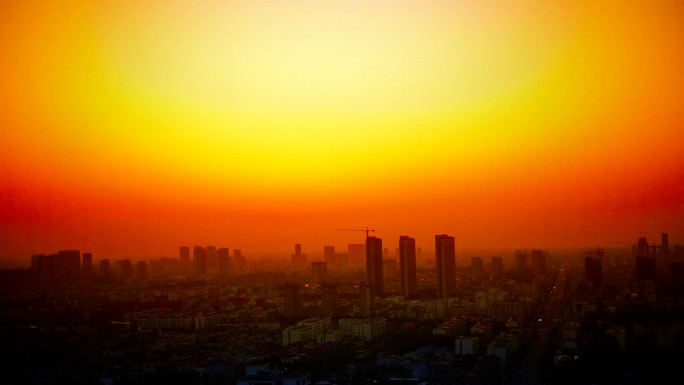 日落延时 城市日落 夕阳 晚霞 火烧云