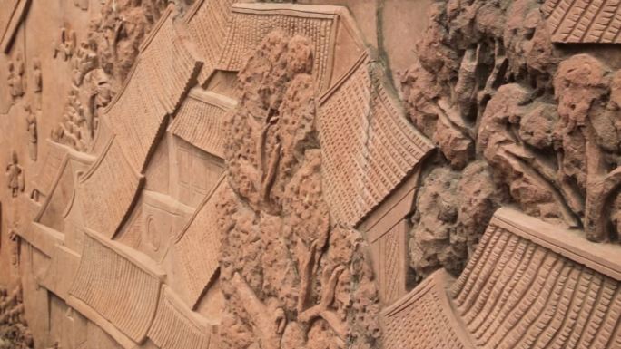 考古学 雕刻瓦房 墙上雕刻古代中国