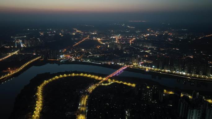 资阳市夜景航拍资阳城市夜景风光夜晚风景