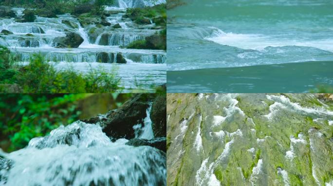 大自然水流山泉水小溪河流瀑布