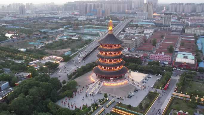 河南洛阳夜景航拍