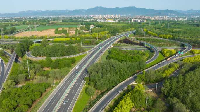 航拍北京高速公路延时