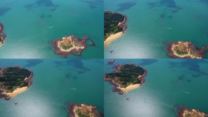 航拍原生态海岛风光碧海蓝天沙滩平潭大嵩岛