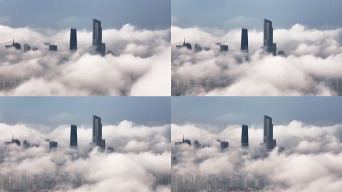 【4k正版素材】珠江新城塔穿云航拍