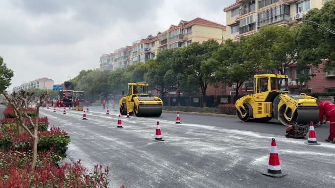 4K原创 道路建设 压路补路