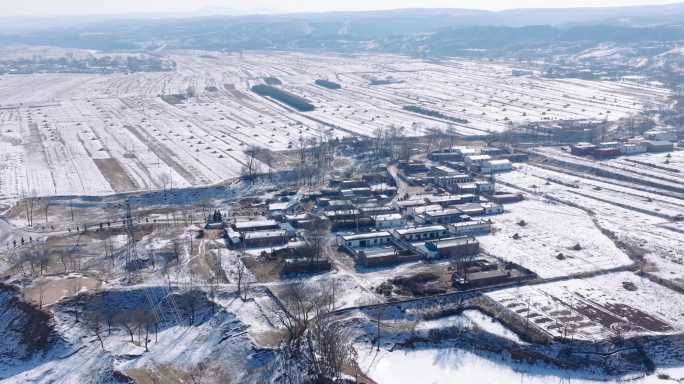 黄土高原冬天雪景