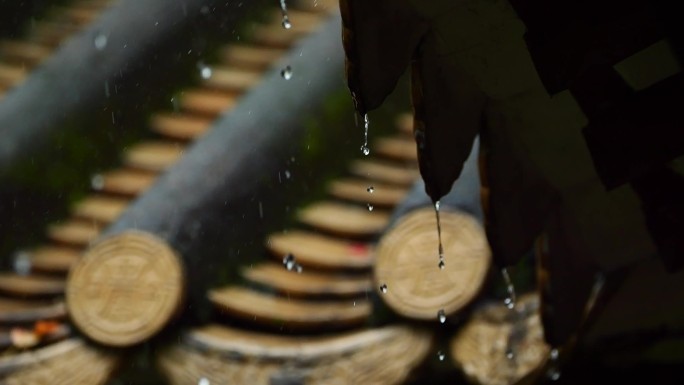 公园 仿古建筑 仿古 春雨 岭南 瀑布